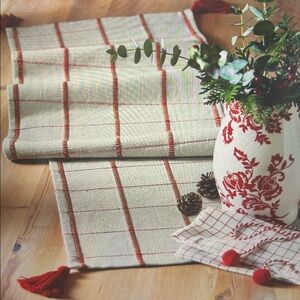 Tag Check Table Runner With Tassels